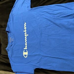Champion Blue Short Sleeve Tee with Vertical Logo